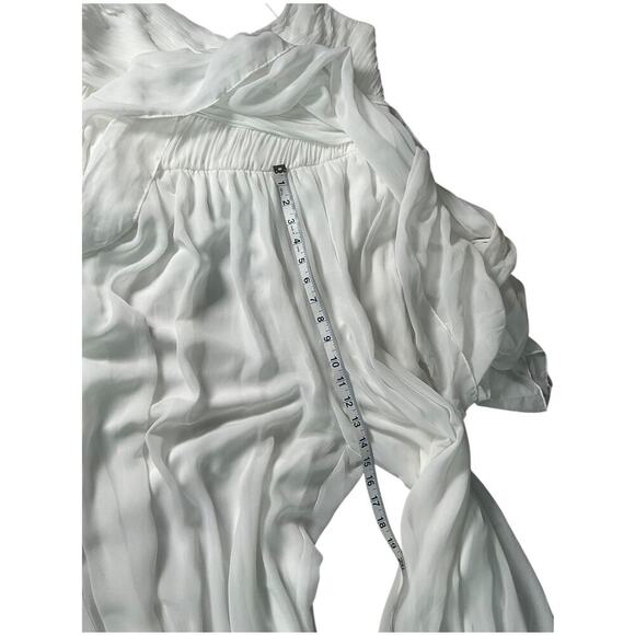 IEENA For MAC DUGGLE Long White Chiffon Formal Jumpsuit Evening Wear Size Medium - Picture 15 of 16